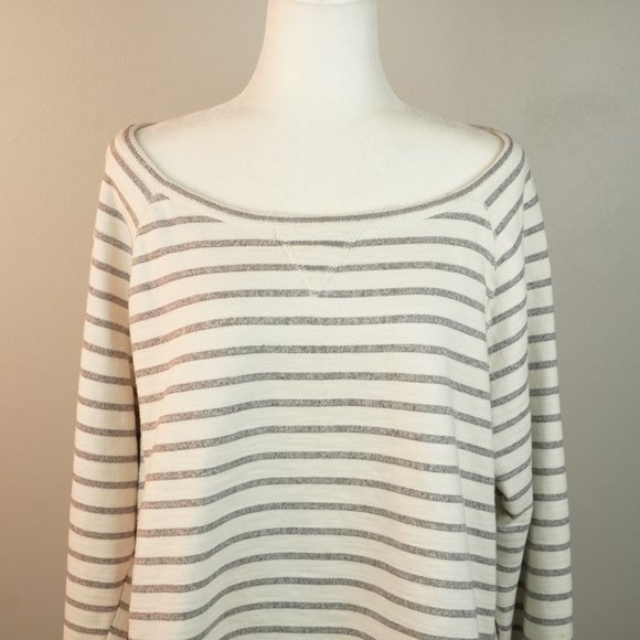 Calvin Klein Performance Gray and Cream Striped Wide Crew Neck Sweatshirt 2X - Picture 2 of 7
